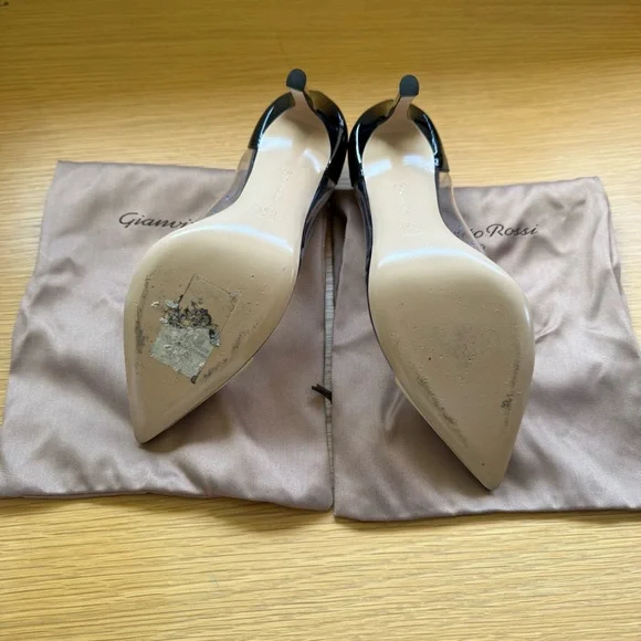 Gianvito Rossi Black and Cream Stiletto Heels PVC - Picture 3 of 5